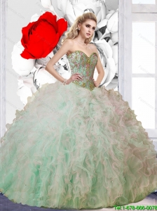 New Arrival Ball Gown Sweetheart Ruffles and Beaded Quinceanera Dress for 2015