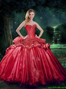 New Style 2015 Winter Sweetheart Beaded Sweet 15 Dresses in Red