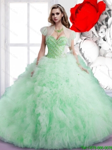 Summer 2015 Elegant Beading Sweetheart Sweet 16 Dresses in Apple Green