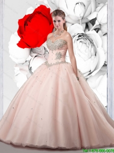 New Style 2015 Winter Champagne Dresses for Quinceanera with Beading