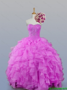 2016 Beautiful Sweetheart Beaded Quinceanera Dresses with Ruffles