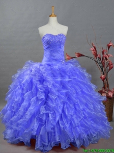 2016 Perfect Sweetheart Dresses for Quinceanera with Beading and Ruffles