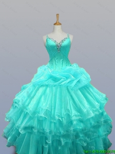 2016 Summer Beautiful Straps Quinceanera Dresses with Beading and Ruffled Layers