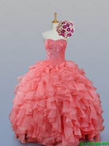 New Arrival Beading and Ruffles Sweetheart Quinceanera Dresses for 2015