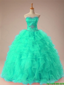 2016 Fall Elegant Sweetheart Beaded Quinceanera Dresses with Ruffles