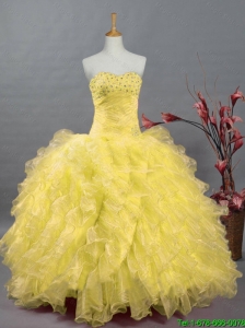 Elegant Beaded and Ruffles Quinceanera Dresses in Organza for 2015