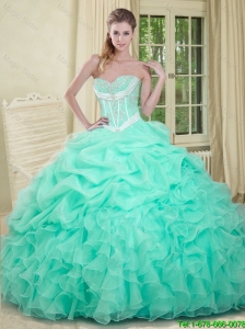 2016 Beautiful Beaded and Pick Ups Quinceanera Dresses in Apple Green