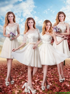 2016 Elegant ShortBridesmaid Dresses with Lace in Champagne
