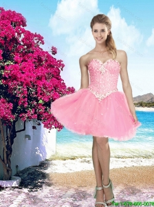 2016 Pretty Pink Sweetheart Prom Dress with Beading for Cocktail