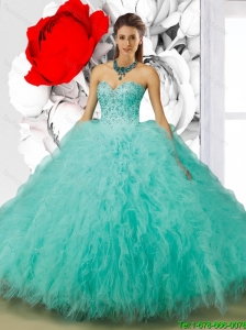 Modern Aqua Blue Sweetheart Quinceanera Dresses with Beading for 2015
