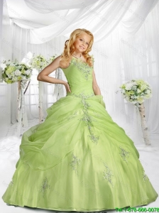 2016 Winter Beautiful Straps Appliques and Pick-ups Little Girl Pageant Dress