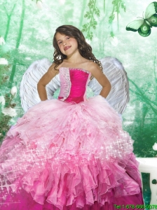 2016 Winter New Style Sweetheart Pink Beading and Ruffles Little Girl Pageant Dress