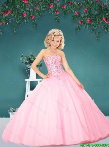 2016 Spring Perfect Baby Pink Little Girl Pageant Dress with Beading