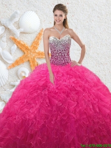 2016 Beautiful Sweetheart Beading Quinceanera Dresses in Hot Pink