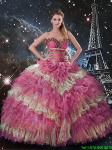 Classical Multi Color Quinceanera Dresses with Beading and Ruffled Layers