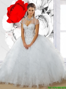 Luxurious Sweetheart Beading Quinceanera Dresses in White