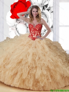 Perfect Appliques and Ruffles Sweetheart Sweet 16 Dresses in Multi Color