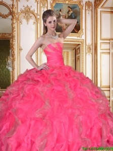 2016 Popular Strapless Quinceanera Dresses with Beading and Ruffles