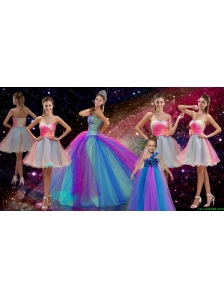 Perfect Beaded Multi Color Quinceanera Dresses and Hand Made Flower Dama Dresses and Cute One Shoulder Little Girl Dresses