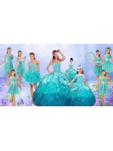 Popular Beaded Quinceanera Gown and Aqua Blue Dama Dresses and Pretty Multi Color Little Girl Dresses and Perfect Orange Prom Dresses