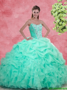 Luxurious Apple Green Quinceanera Gowns with Beading and Ruffles