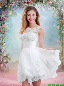 2016 Summer New Short Elegant Wedding Dresses with Venetian Pearl