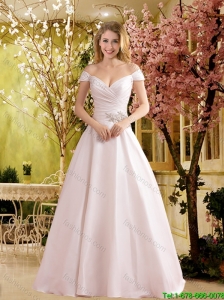 2016 Perfect A Line Off the Shoulder Elegant Wedding Dress with Brush Train