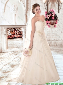 Inexpensive A Line Sweetheart Brush Train Elegant Wedding Dresses