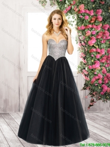 Latest 2016 Sweetheart Floor Length Prom Gowns in Black