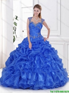 2016 Exclusive Royal Blue Quinceanera Dress with Beading and Ruffles