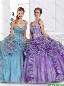 2016 Pretty Straps Beaded Quinceanera Gowns with Beading in Summer