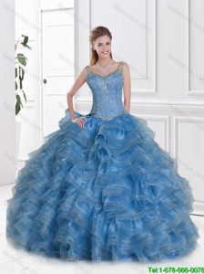 2016 Gorgeous Straps Quinceanera Dresses with Beading and Ruffles