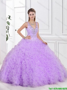 2016 New Arrivals Open Back Quinceanera Gowns with Beading and Ruffles