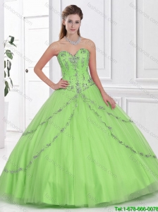 Best Selling Ball Gown Sweet 16 Dresses with Sweetheart  in Spring Green