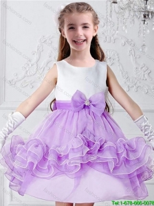 2016 Pretty Bowknot Mini Length Multi Color Flower Girl Dresses with Scoop