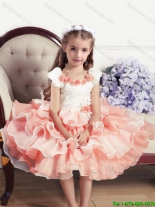 Lovely Mini Length Scoop Flower Girl Dresses with Hand Made Flowers