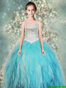 2016 Perfect Straps Ball Gown Mini Quinceanera Dresses with Beading