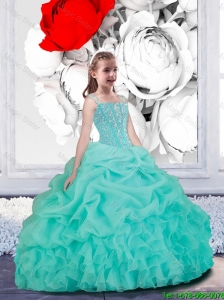Lovely Straps Turquoise Organza  Mini Quinceanera Dresses for 2016