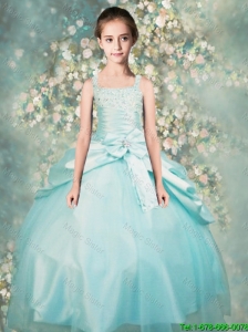 Popular Straps Beaded Mini Quinceanera  Dresses in Aqua Blue for 2016