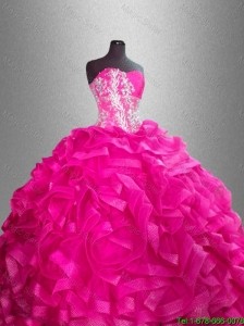 2016 New arrival Beaded and Ruffles Discount Sweet 16 Gowns with Sweetheart