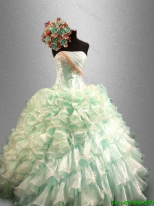 Pretty 2016 Strapless Quinceanera Elegant Dresses with Beading and Ruffles