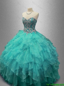 2016 Elegant Popular Beaded and Ruffles Sweet 16 Gowns with Sweetheart