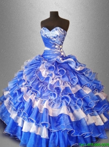 2016 Luxurious Sweet Beaded and Ruffles Quinceanera Gowns in Organza