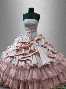 2016 New arrival Luxurious Strapless Quinceanera Gowns with Ruffled Layers