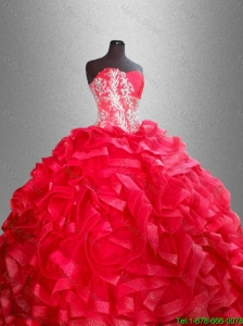 2016  New arrival  Fashionable Red Quinceanera Dresses with Beading and Ruffles