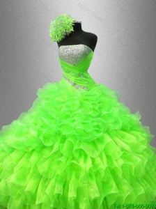 2016 New arrival Best Selling Strapless Quinceanera Gowns in Spring Green