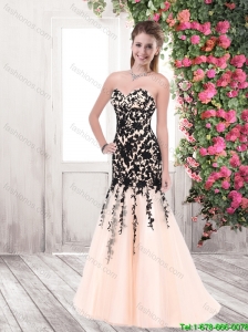 2015 Fashionable Appliques Brush Train Prom Dresses in Multi Color