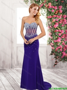 Beautiful Fashionable  Column Beaded Sweetheart Prom Dresses in Purple