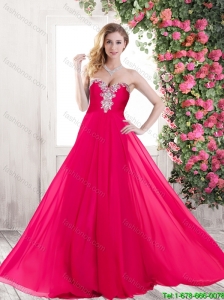 Popular Beautiful Fashionable Sweetheart Hot Pink Prom Dresses with Brush Train