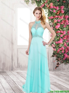 2016 Exquisite Latest New Arrival Beading Long Prom Dresses in Turquoise